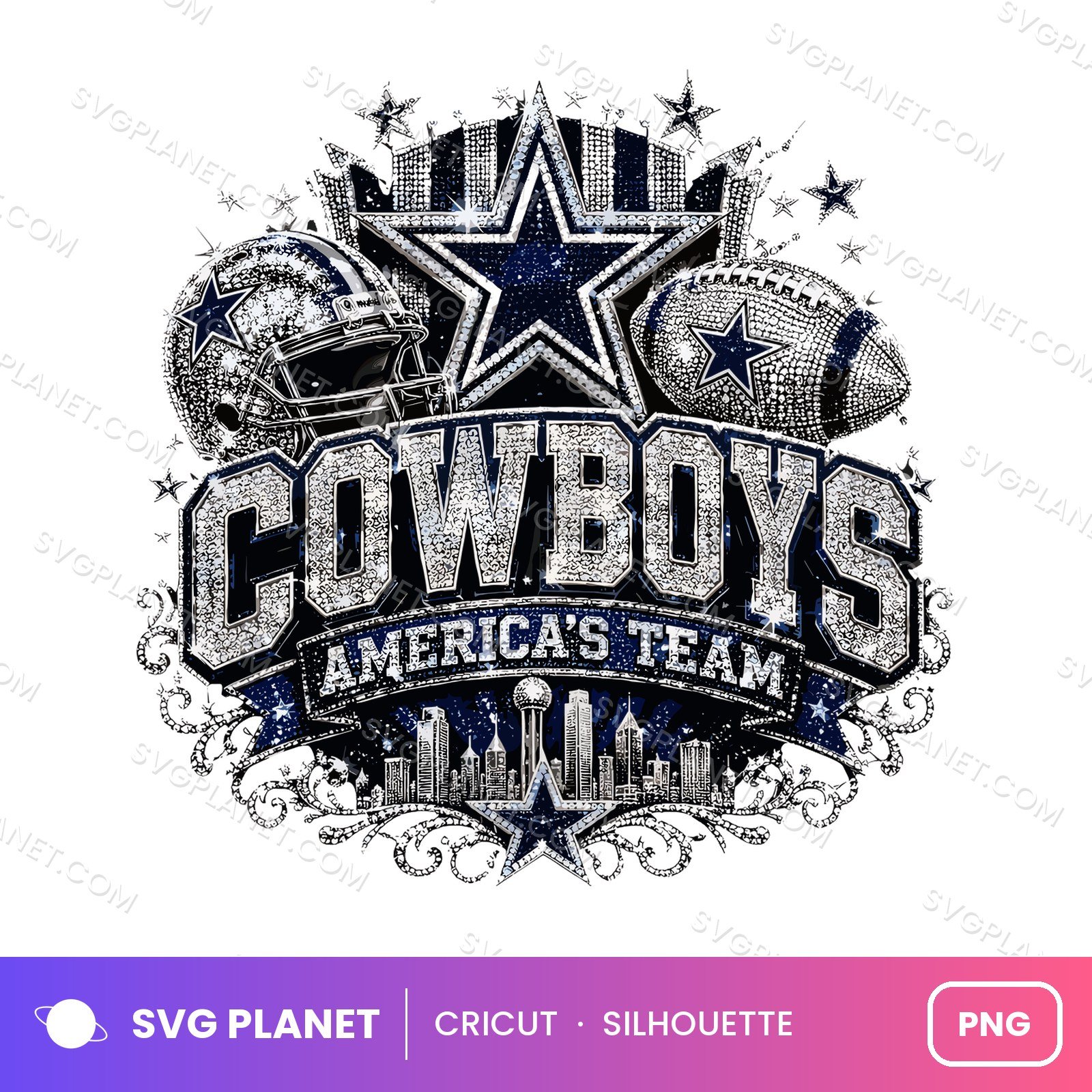 Dallas Cowboys, Rhinestone Bling Cowboys Design, Sparkle Game Day