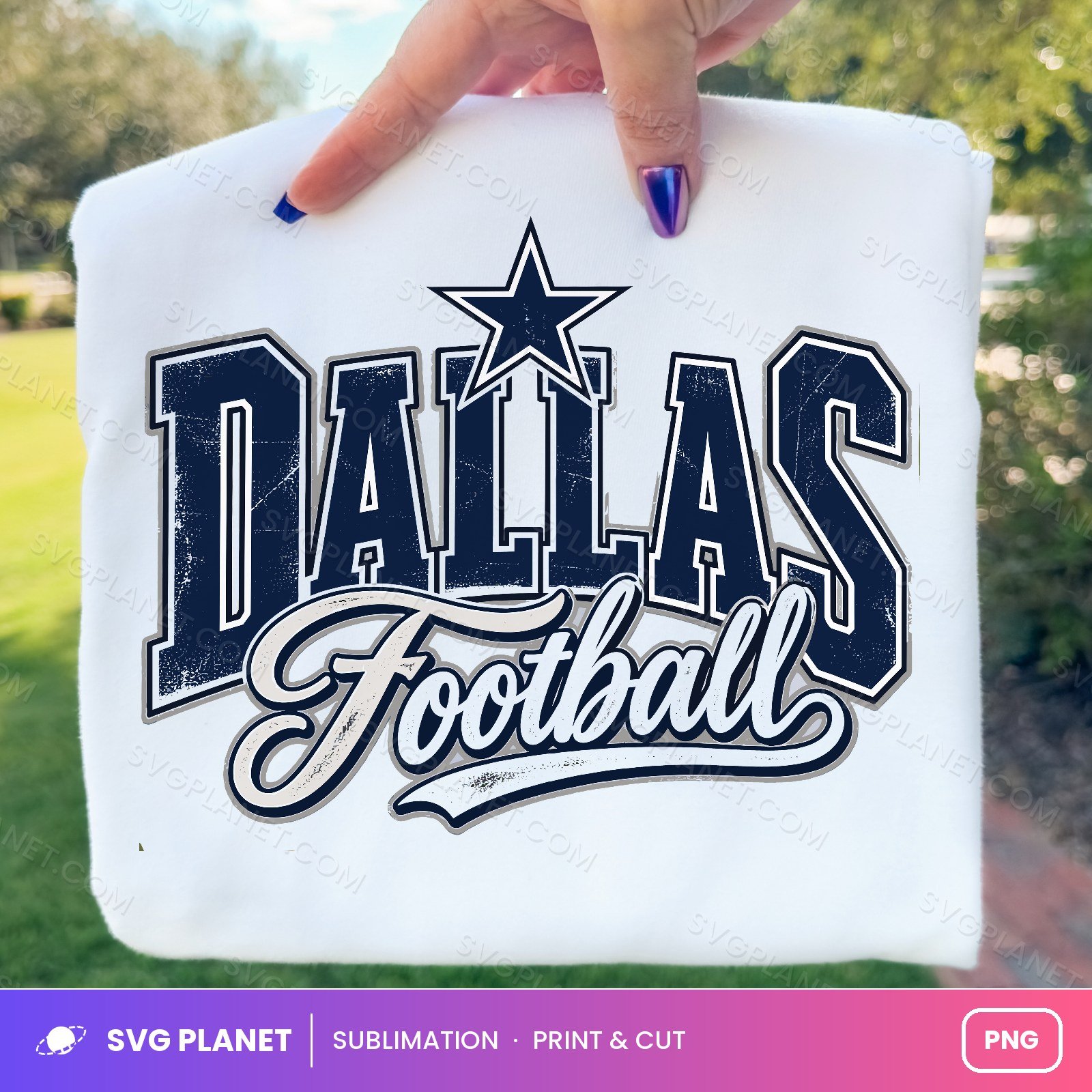 Dallas Football Retro Distressed Design, Varsity Style, Game Day Clipart NFL PNG