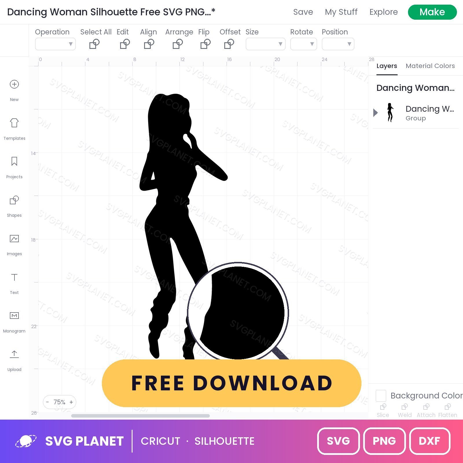 Dancing Woman Silhouette Free SVG PNG DXF - Image 3