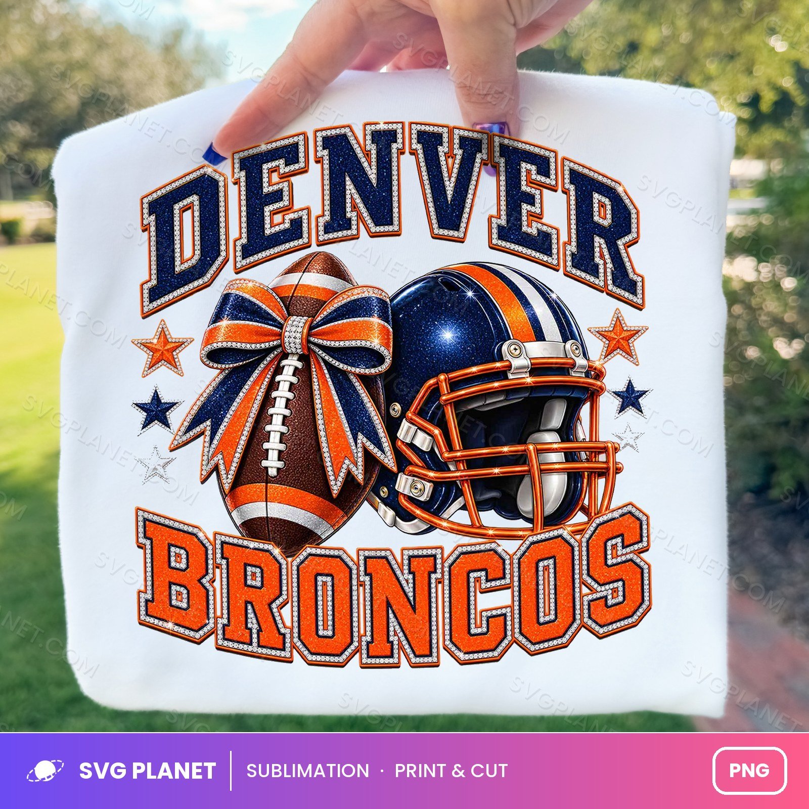 Denver Broncos Football, Helmet, Bow, Stars NFL PNG