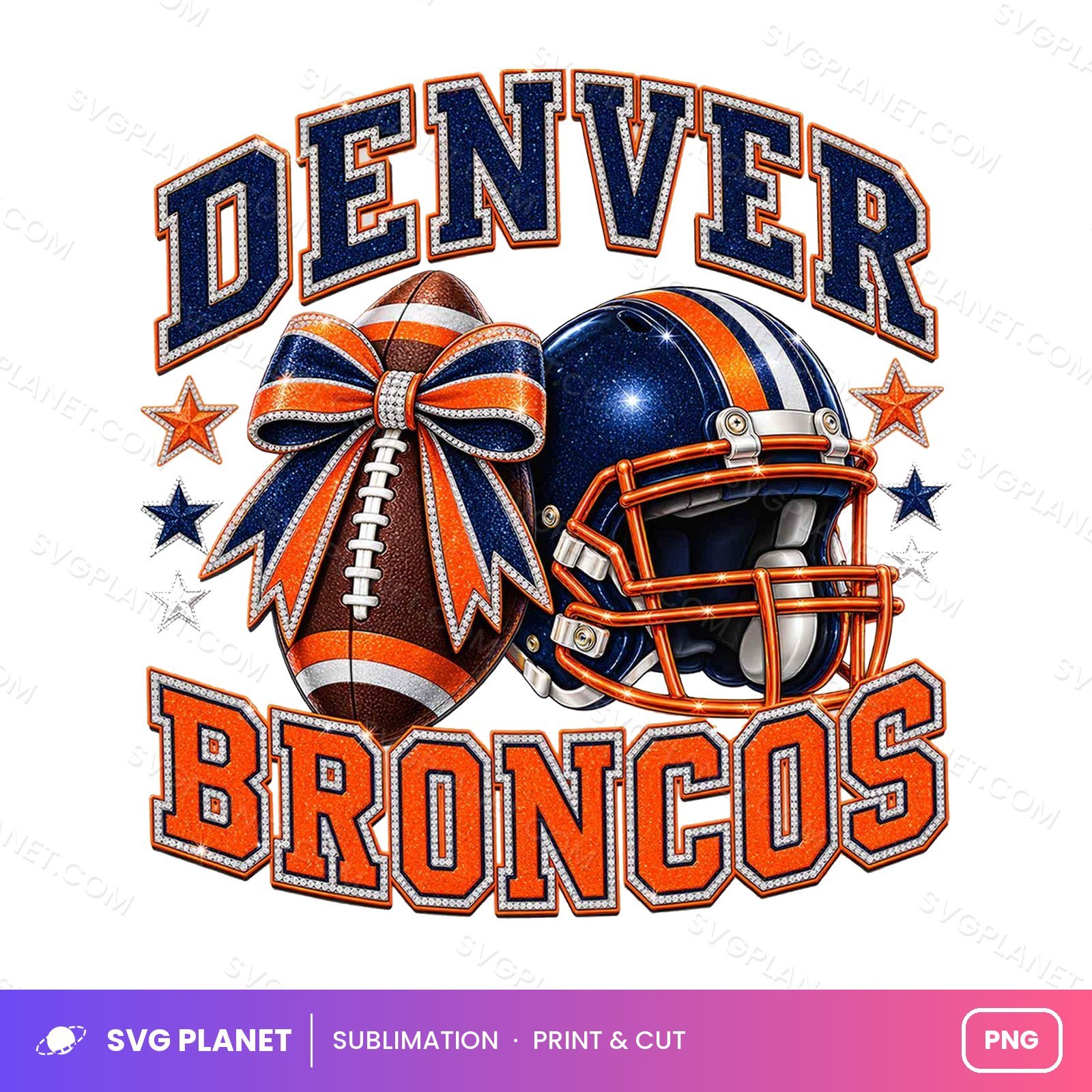 Denver Broncos Football, Helmet, Bow, Stars NFL PNG - Image 2