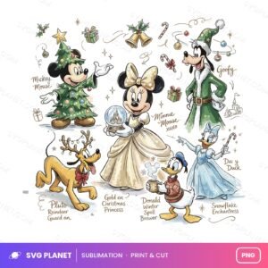 Disney Christmas Shirt Vintage Mickey Minnie Art PNG