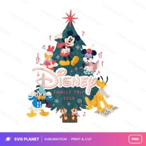 Disney Family Trip 2026 Christmas Tree PNG