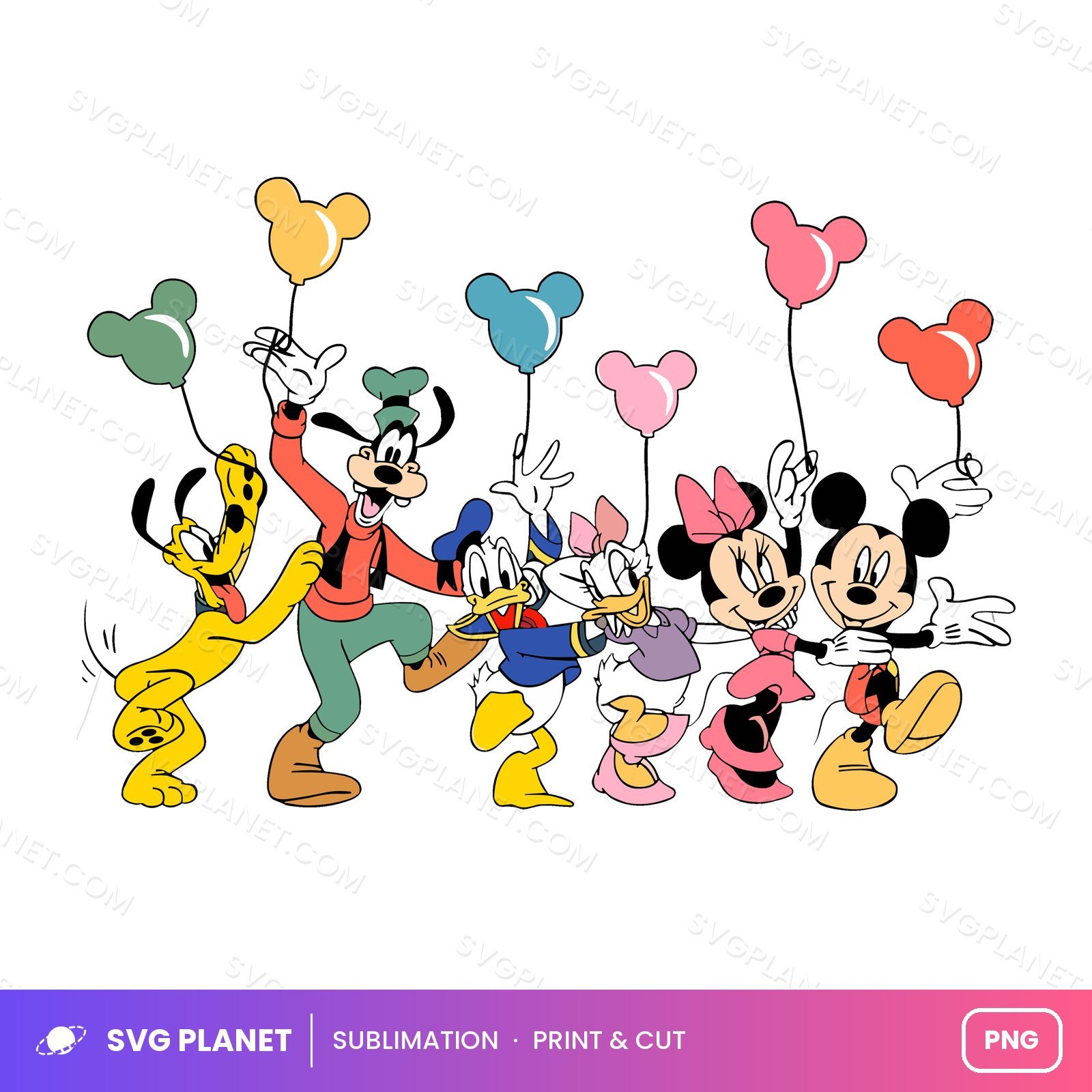 Disney Friends, Mickey Minnie Donald Daisy Goofy Pluto Clipart PNG