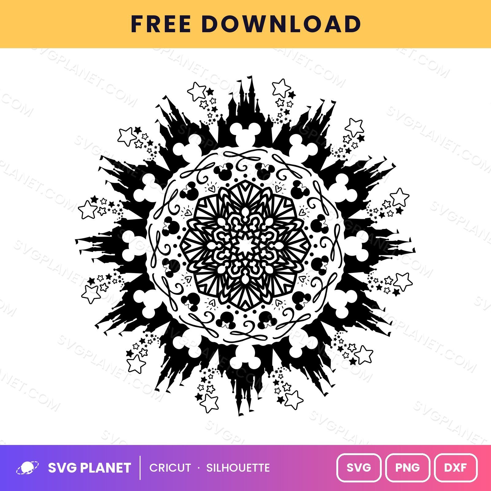 Disney Mickey Mandala 2 Free SVG PNG DXF - Image 2