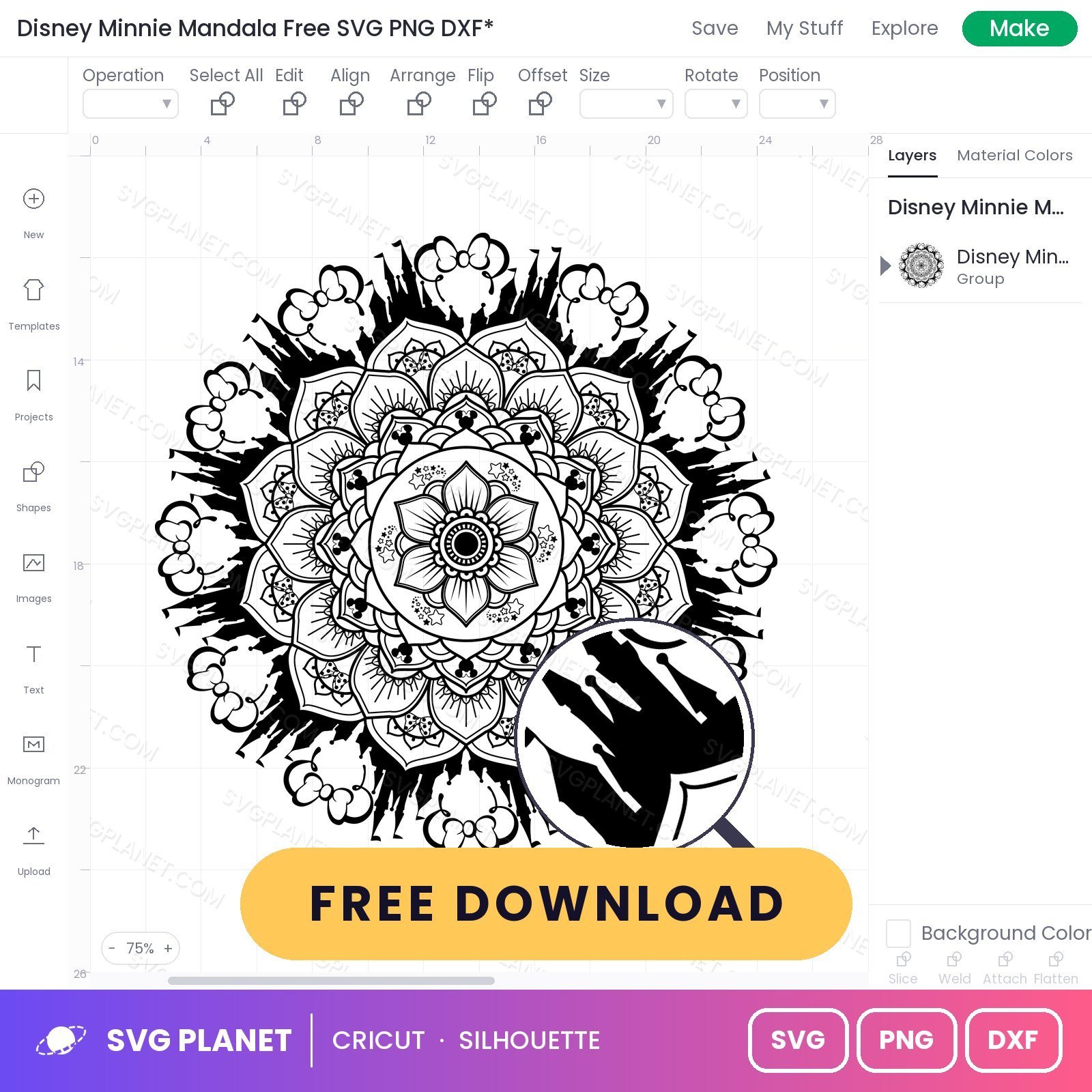 Disney Minnie Mandala Free SVG PNG DXF - Image 3