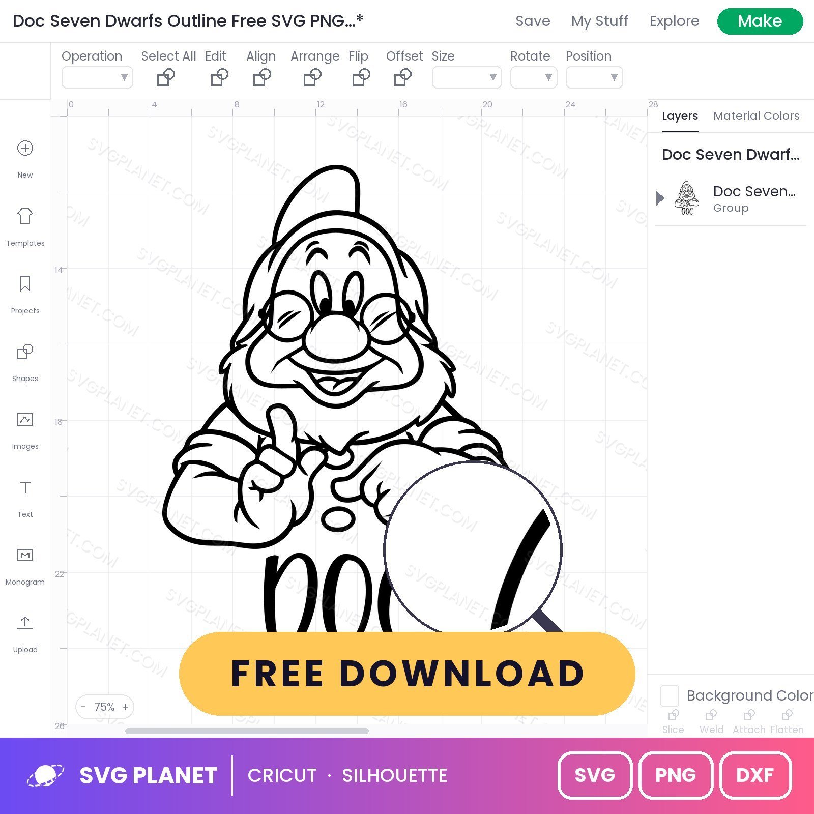 Doc Seven Dwarfs Outline Free SVG PNG DXF - Image 3