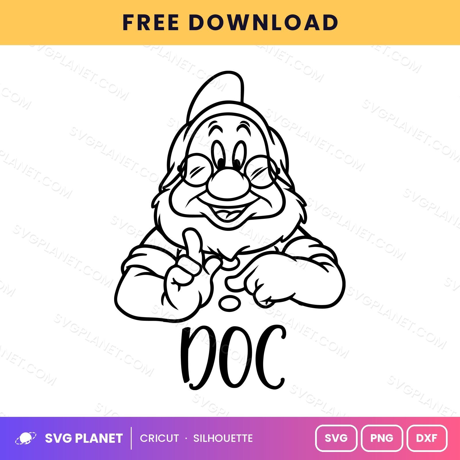 Doc Seven Dwarfs Outline Free SVG PNG DXF - Image 2