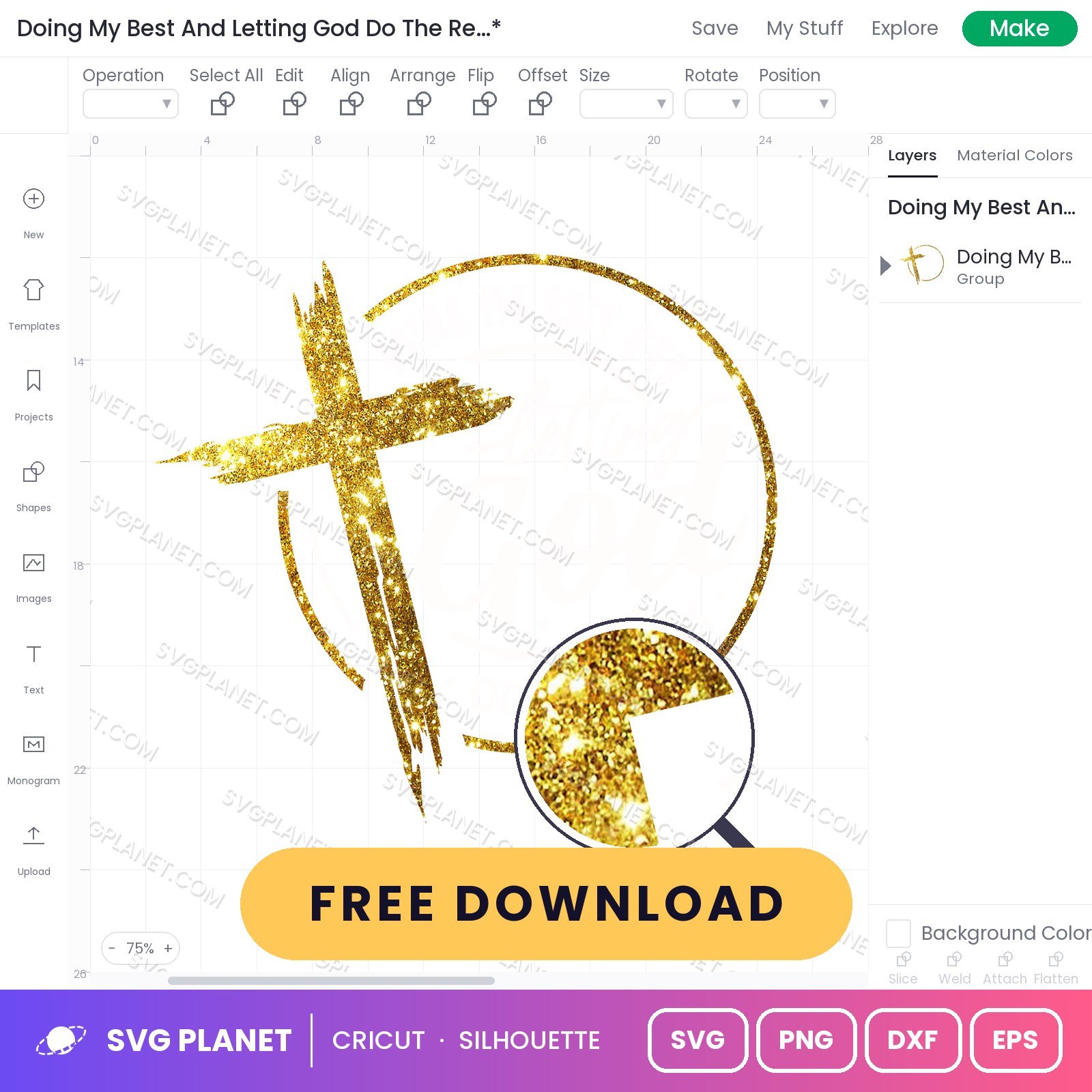 Doing My Best And Letting God Do The Rest Gold 1 Free SVG PNG DXF - Image 2