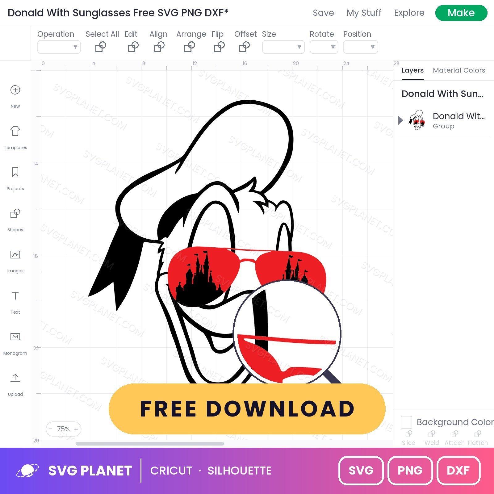 Donald With Sunglasses Free SVG PNG DXF - Image 3