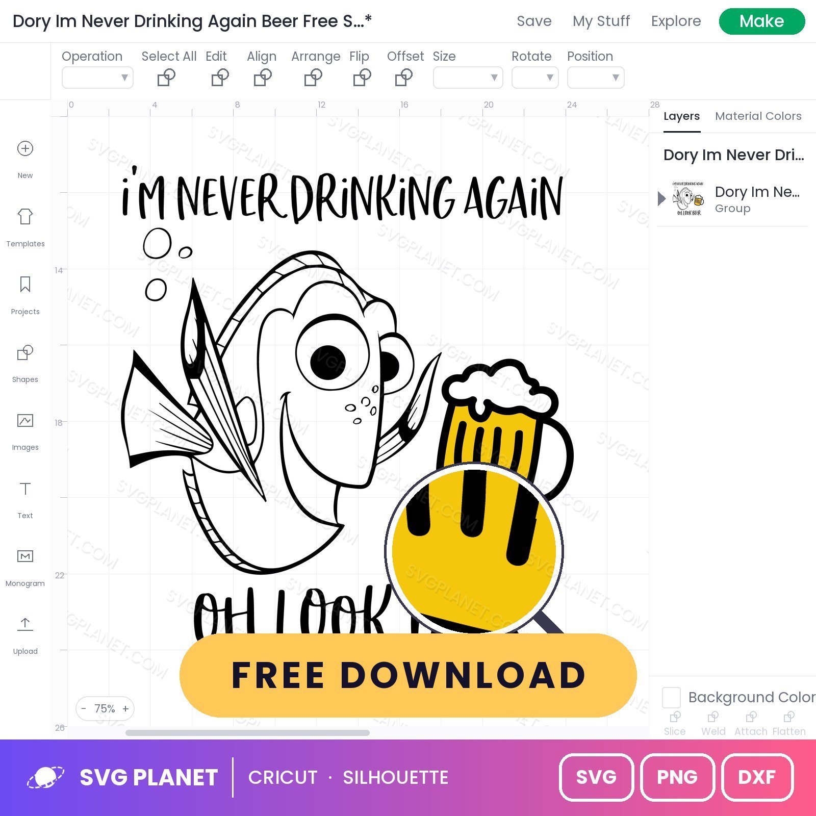 Dory Im Never Drinking Again Beer Free SVG PNG DXF - Image 3