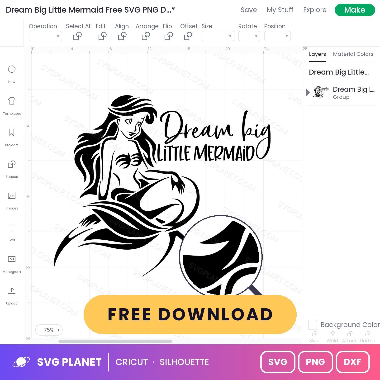Dream Big Little Mermaid Free SVG PNG DXF - Image 3