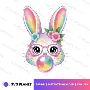 Easter Bunny Blowing Bubblegum