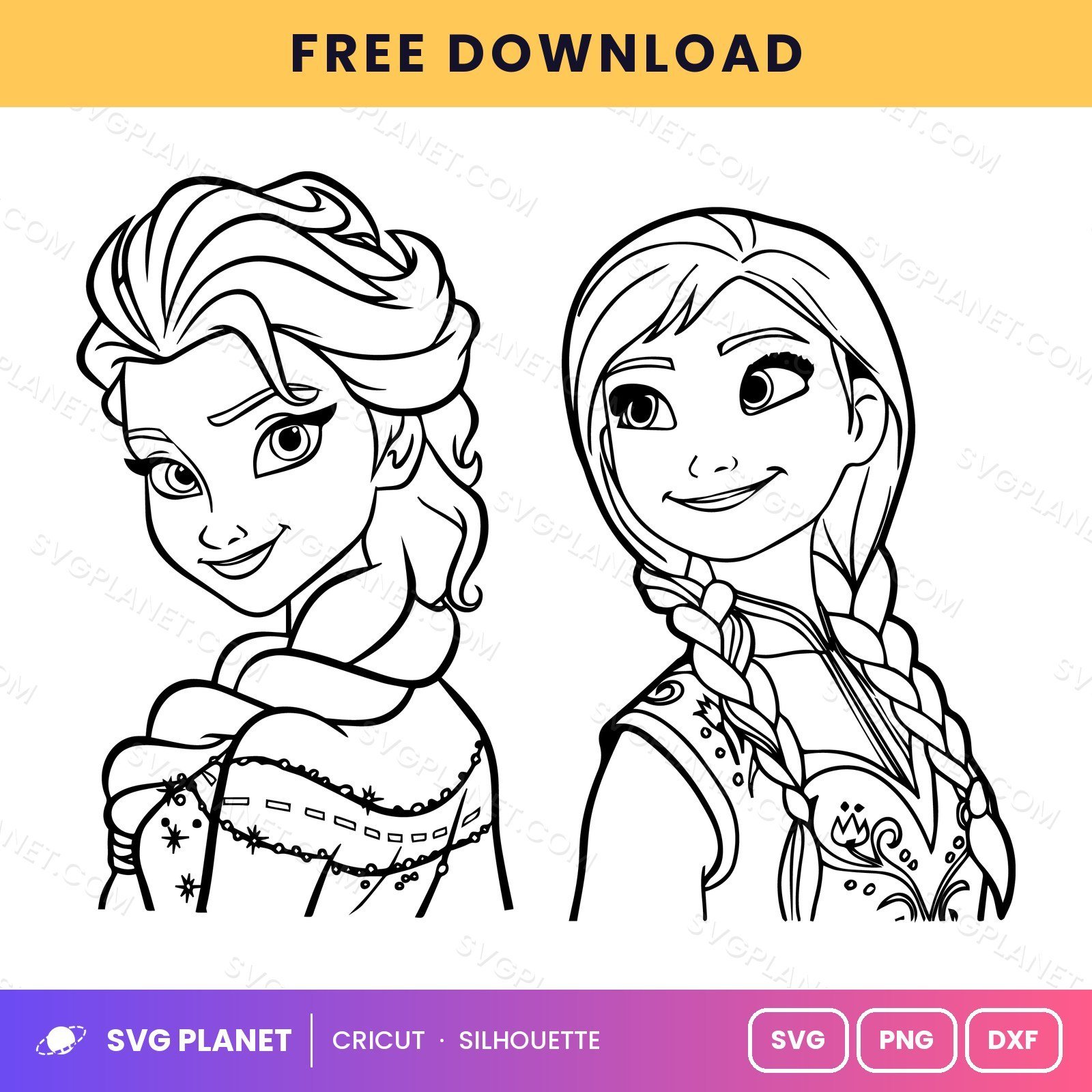 Elsa And Anna Free SVG PNG DXF - Image 2