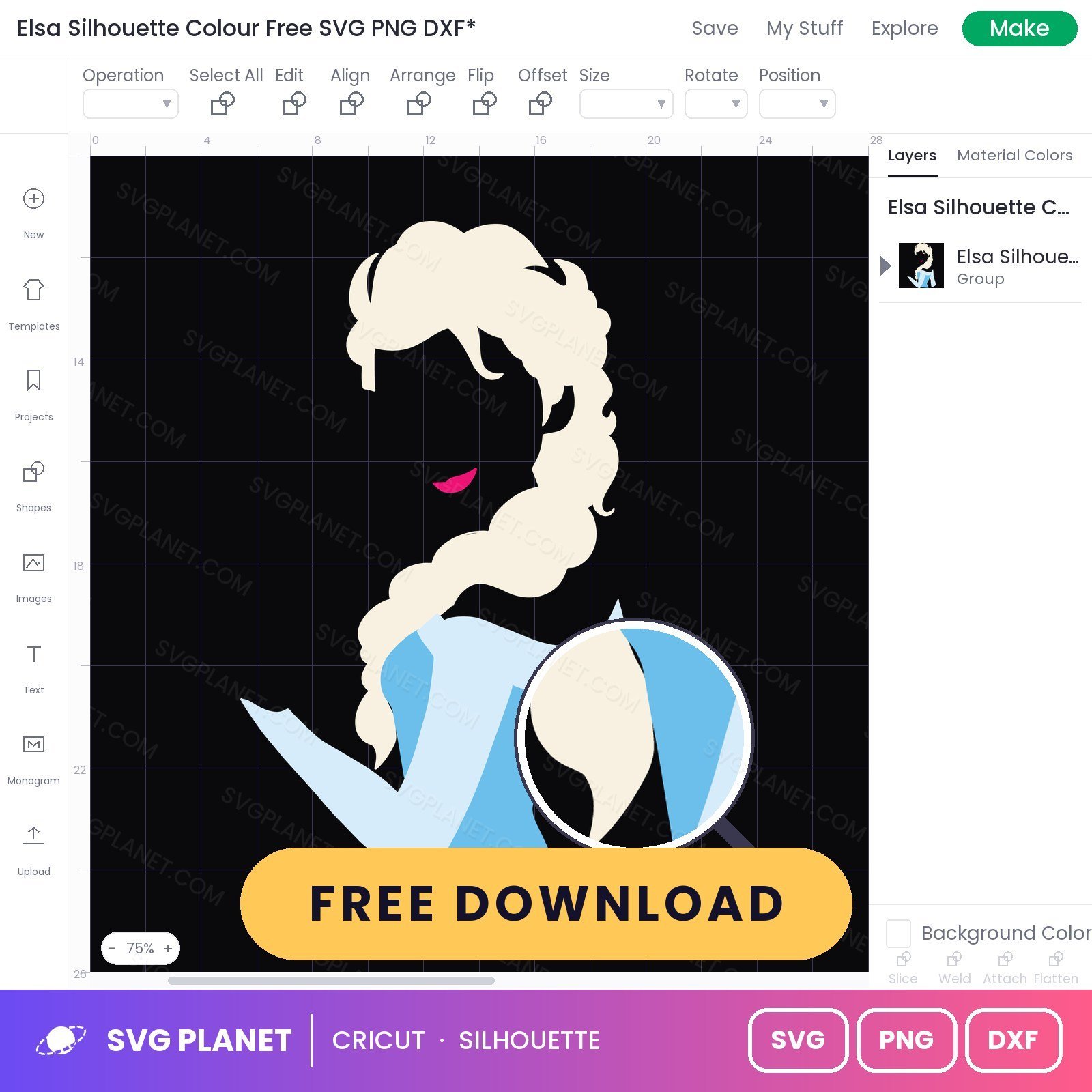 Elsa Silhouette Colour Free SVG PNG DXF - Image 3