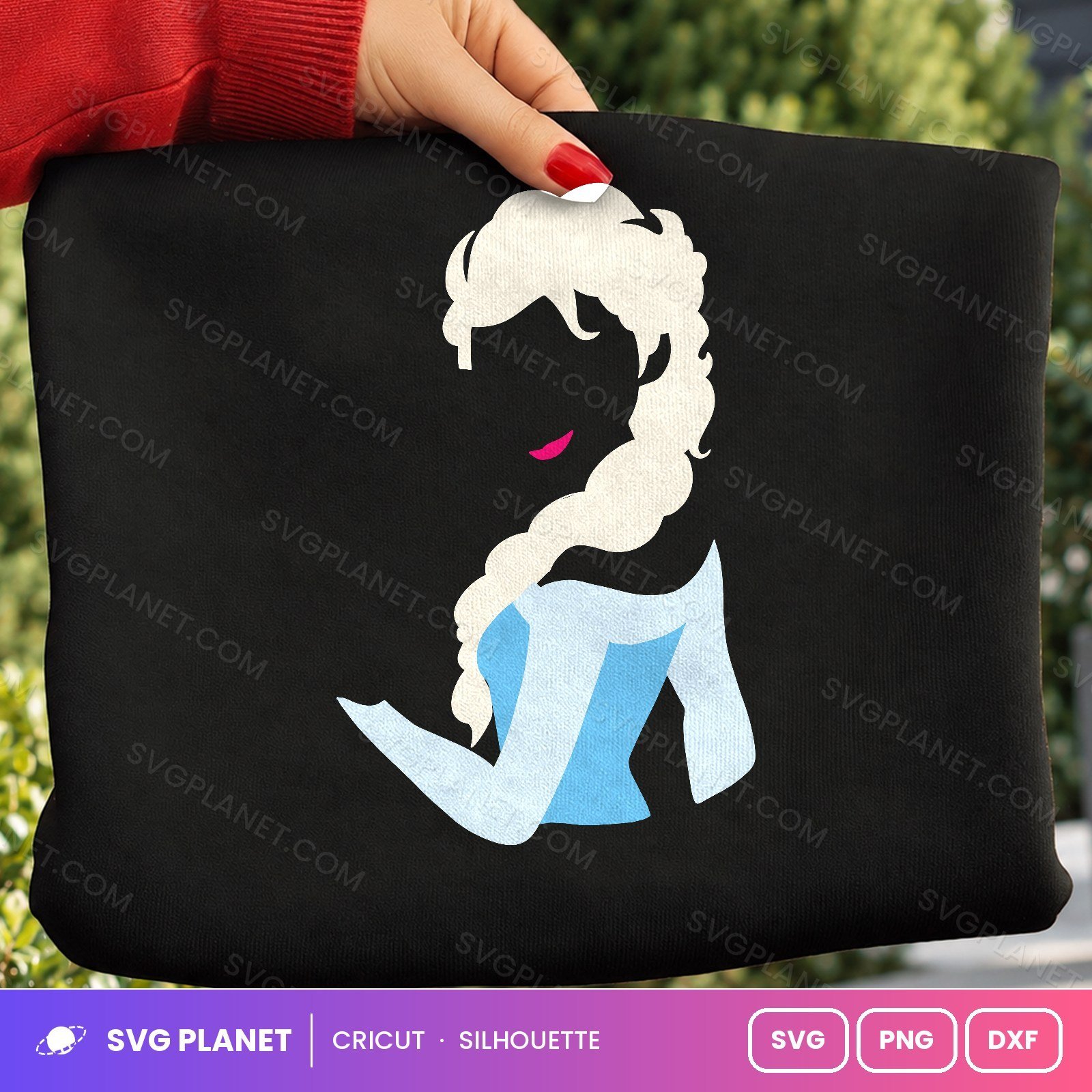 Elsa Silhouette Colour Free SVG PNG DXF