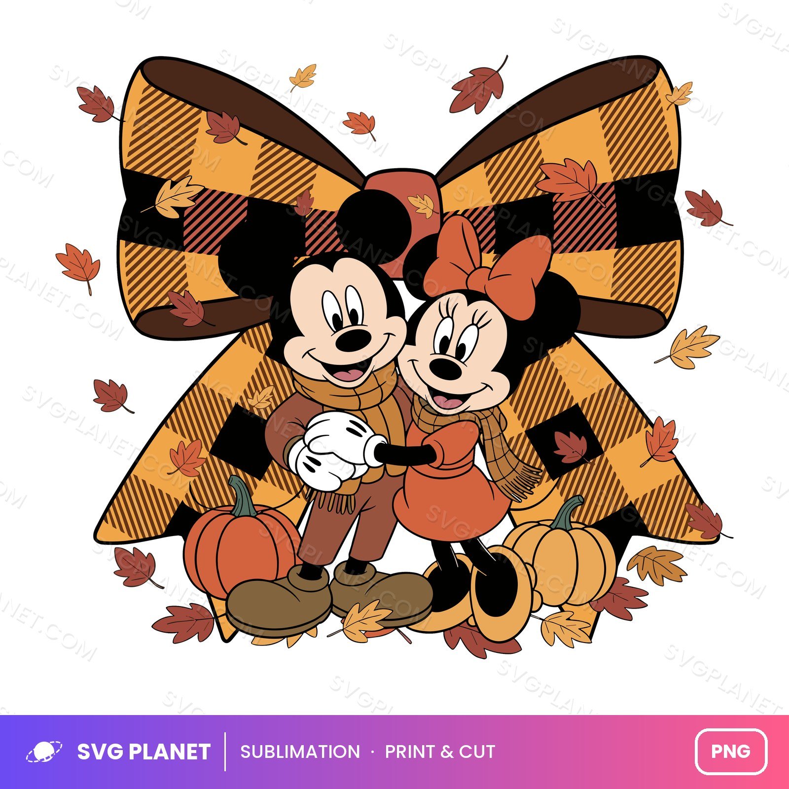 Fall Vibes On Main Street, Cartoon Mouse Fall Pumpkin Bow, Coquette Autumn PNG - Image 2