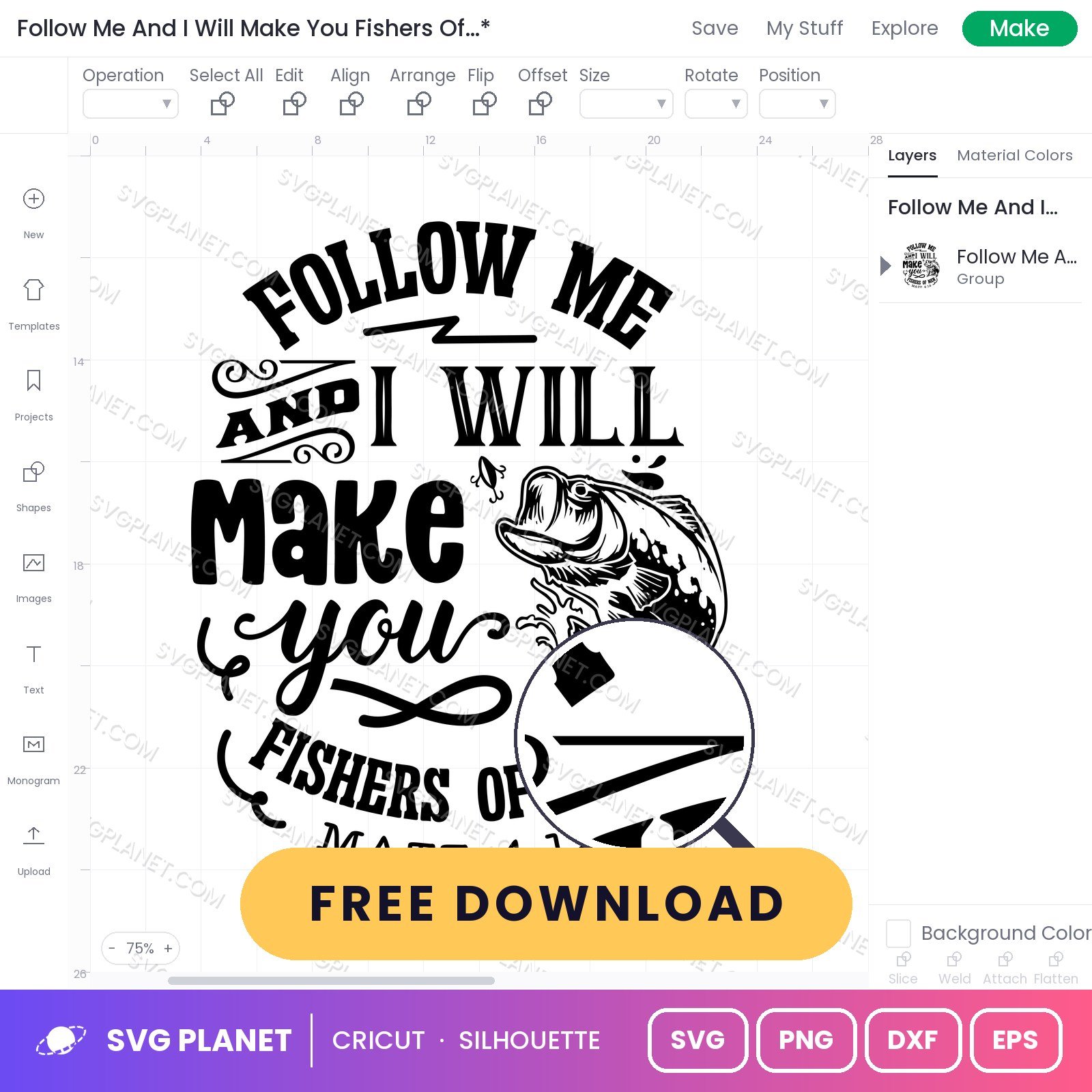 Follow Me And I Will Make You Fishers Of Men Matt 4 19 Bold Neg Free SVG PNG DXF - Image 2