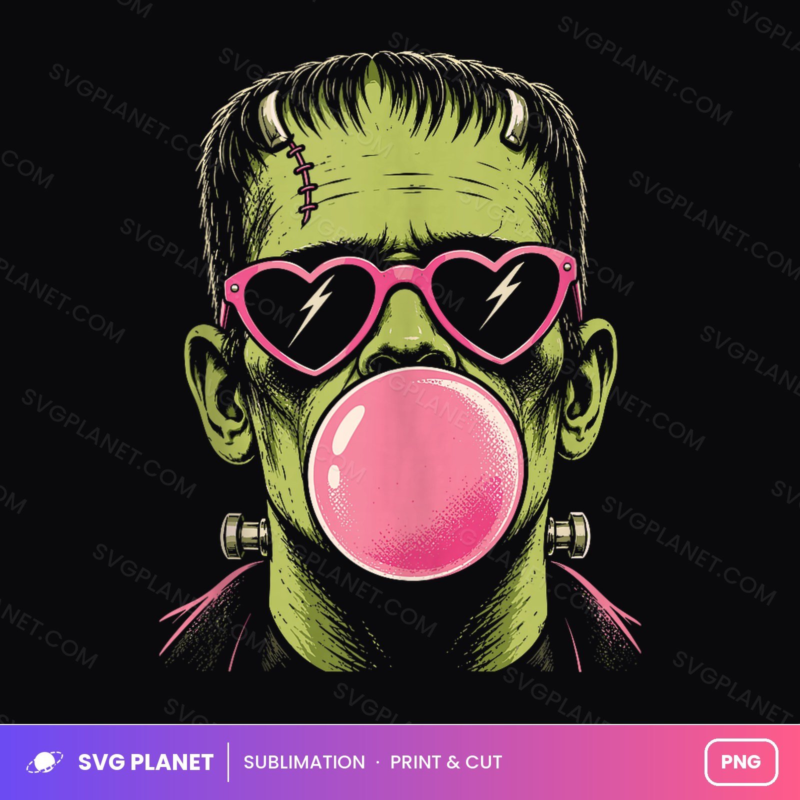 Frankenstein Bubblegum With Heart Sunglasses PNG
