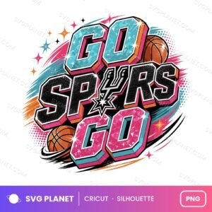 Go Spurs Go, 90s Retro Basketball Graphic, San Antonio Fan Art