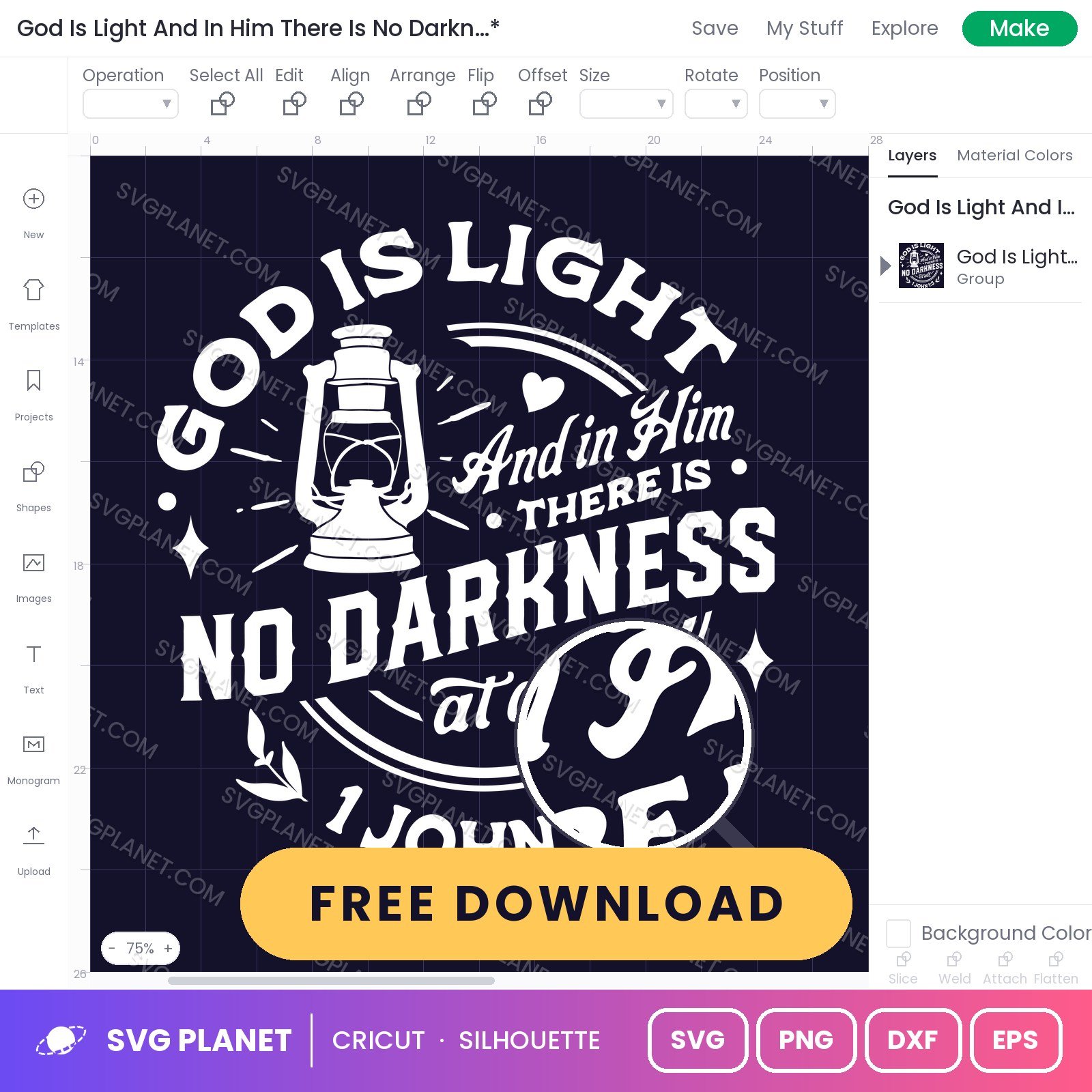 God Is Light And In Him There Is No Darkness At All 1 John 1 5 Wh Free SVG PNG DXF - Image 2