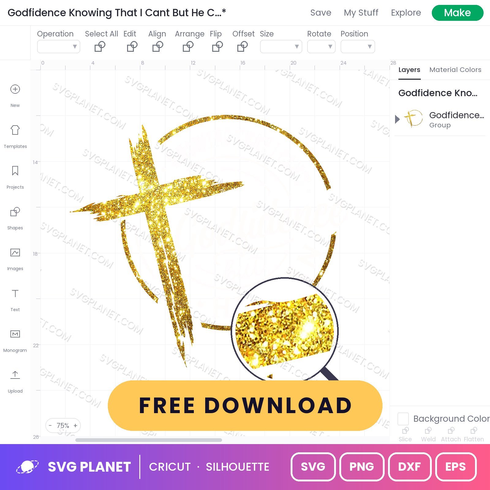 Godfidence Knowing That I Cant But He Can Gold 1 Free SVG PNG DXF - Image 2