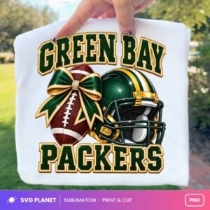 Green Bay Packers Football, Game Day Bow Design, Helmet Shirt Graphic NFL PNG