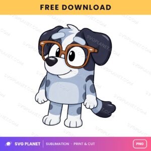 Grey Spotted Puppy With Glasses Free Sublimation PNG