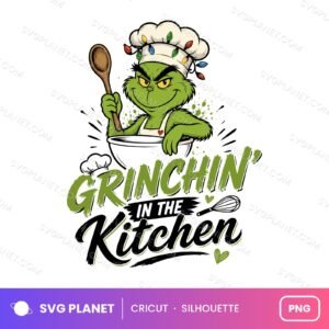 Grincin’ In The Kitchen, Funny Christmas Kitchen Towel, Mama Grinch Towel