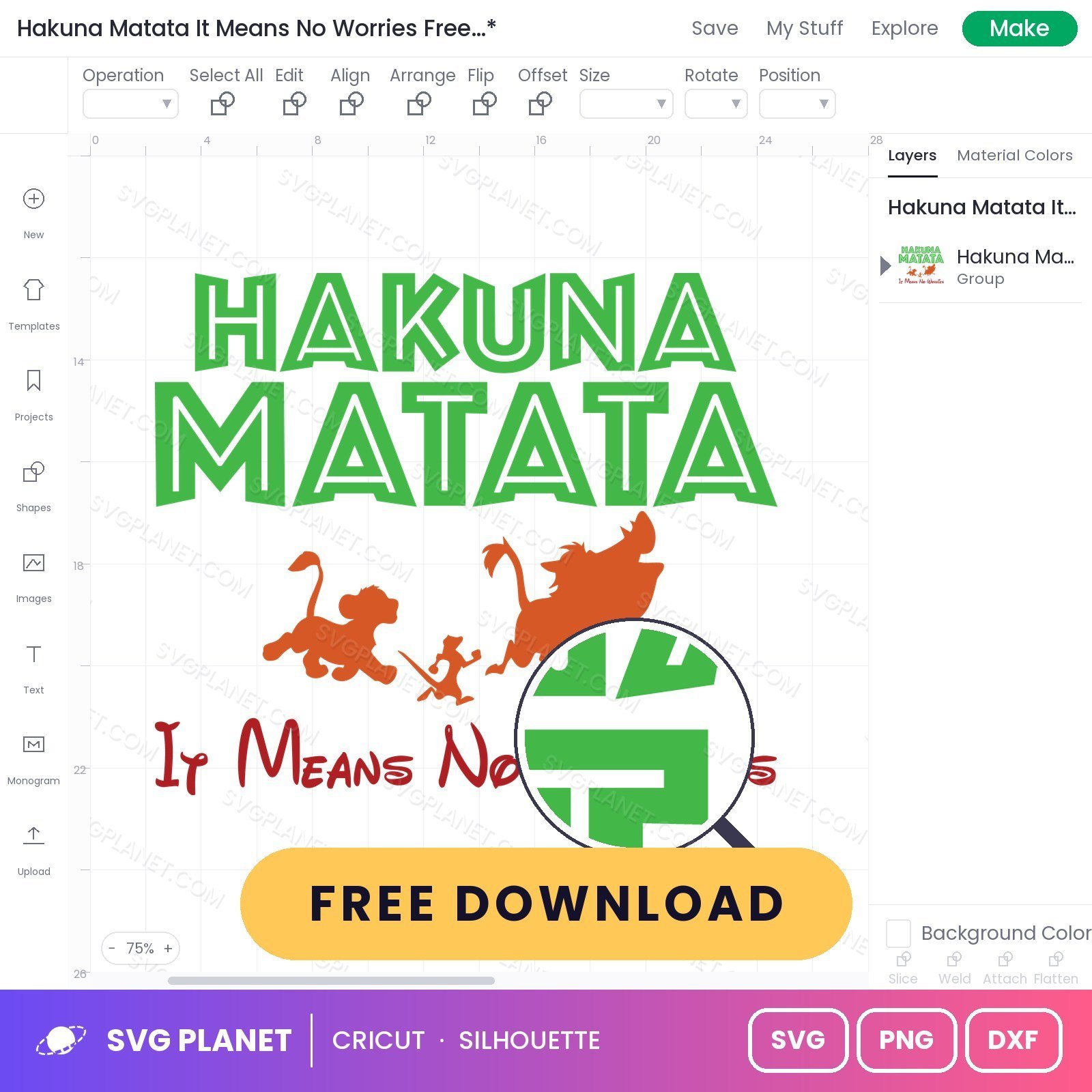 Hakuna Matata It Means No Worries Free SVG PNG DXF - Image 3