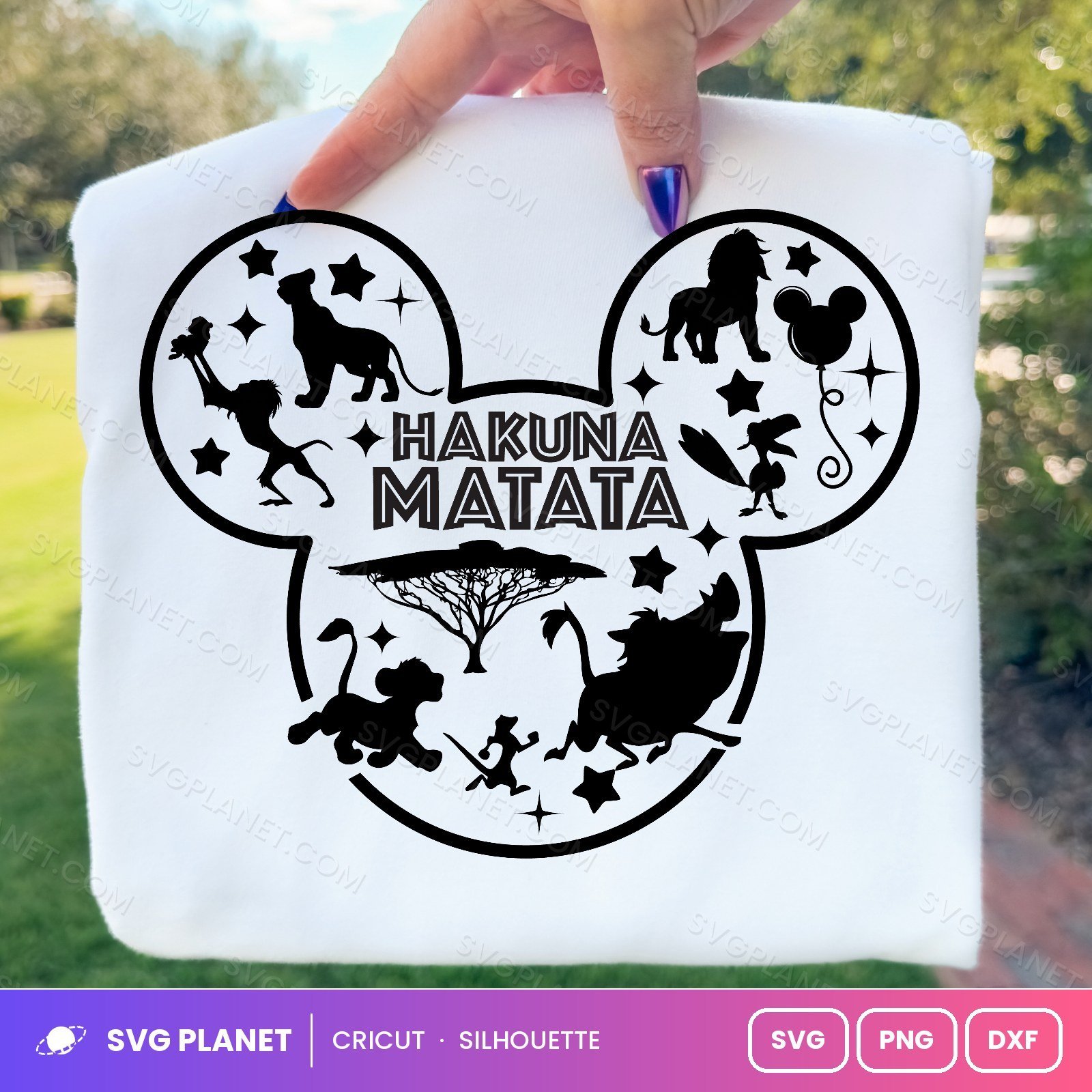 Hakuna Matata Mickey Outline Free SVG PNG DXF