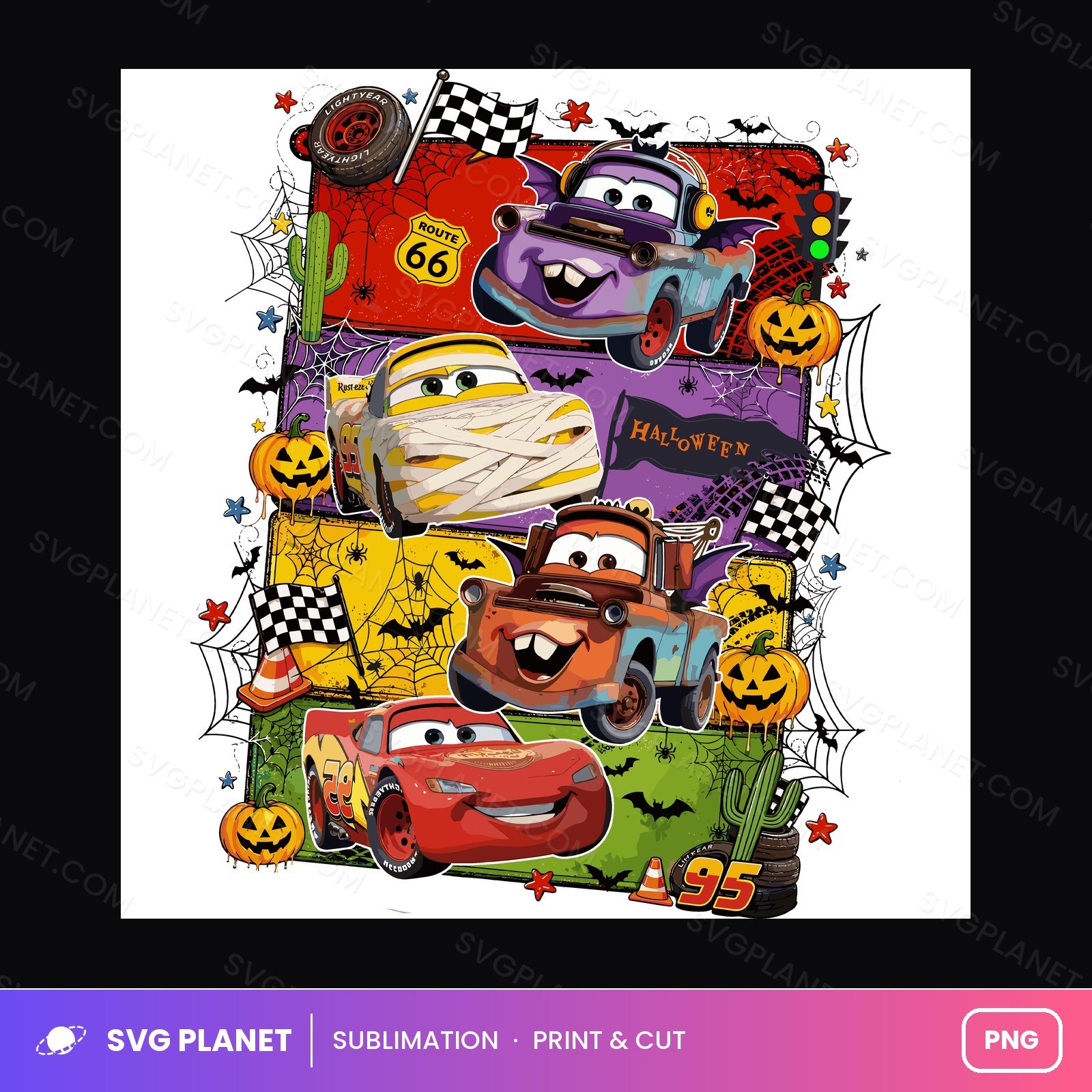 Halloween Cars Mummy Lightning And Mater Route 66 PNG - Image 2