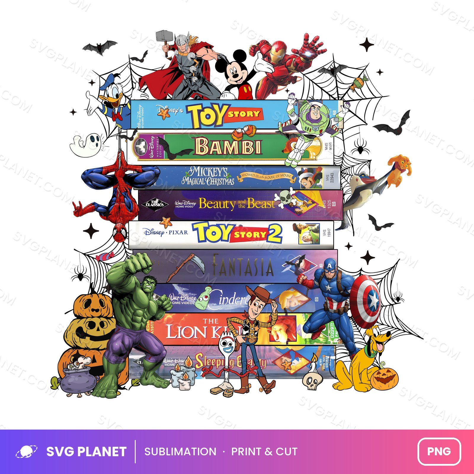 Halloween Vhs Tape Stack Disney And Superheroes PNG - Image 2
