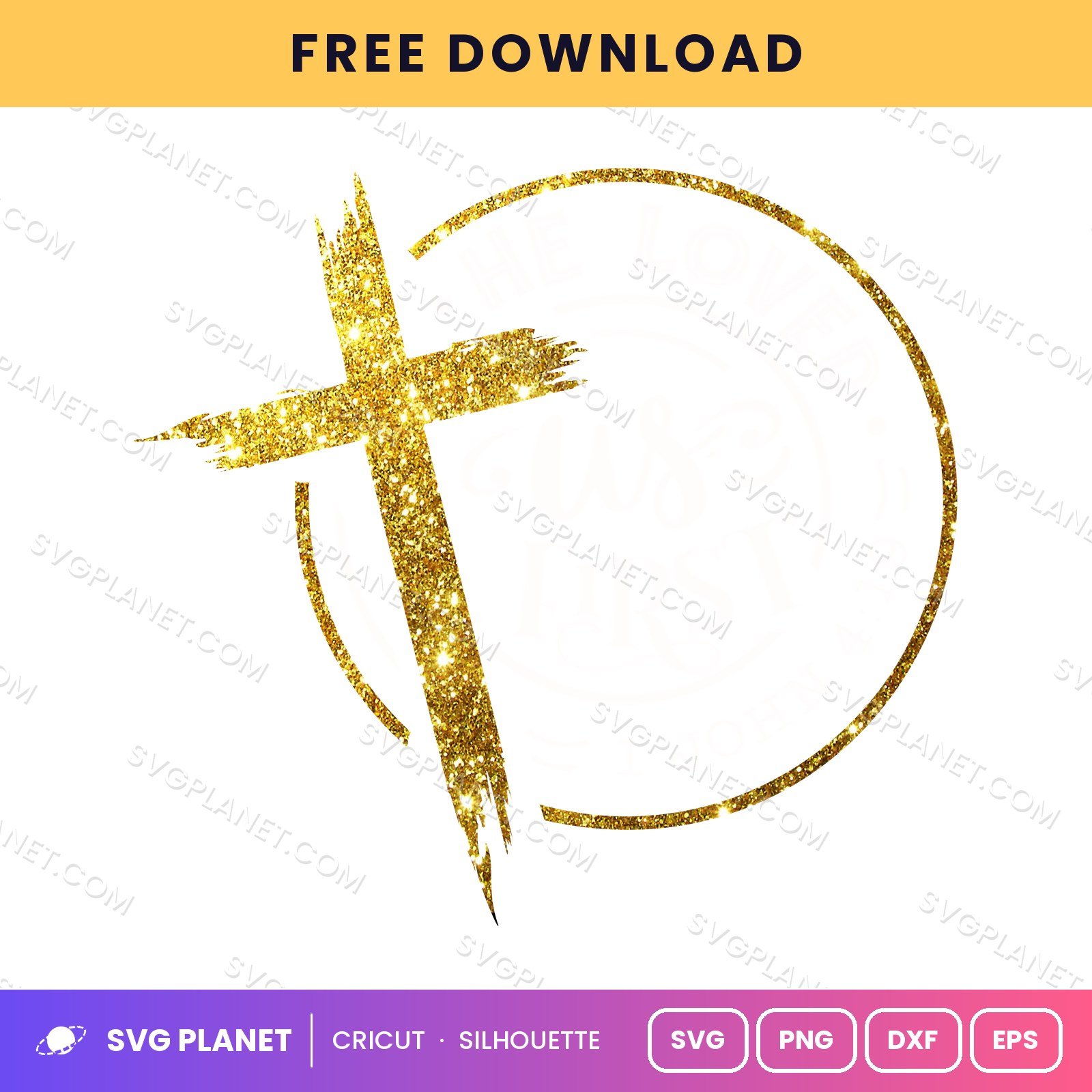 He Loved Us First 1 John 4 19 Circle Badge Gold 1 Free SVG PNG DXF