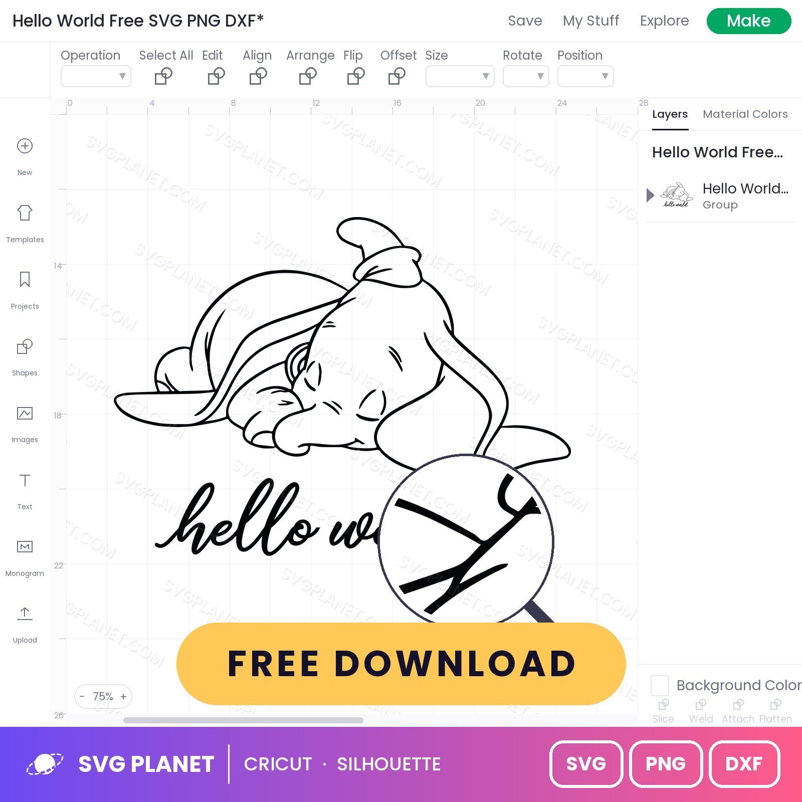 Hello World Free SVG PNG DXF - Image 3