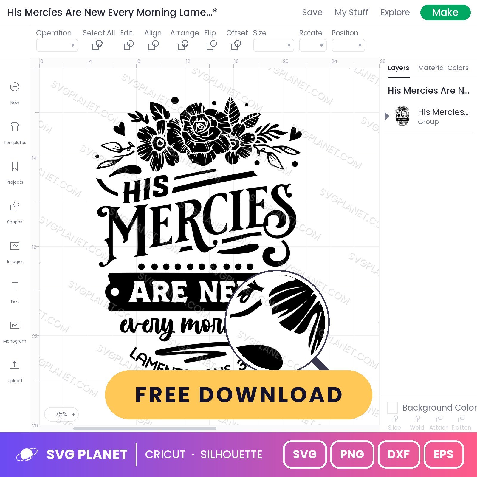 His Mercies Are New Every Morning Lamentations 3 23 Floral Wh 2 Free SVG PNG DXF - Image 2