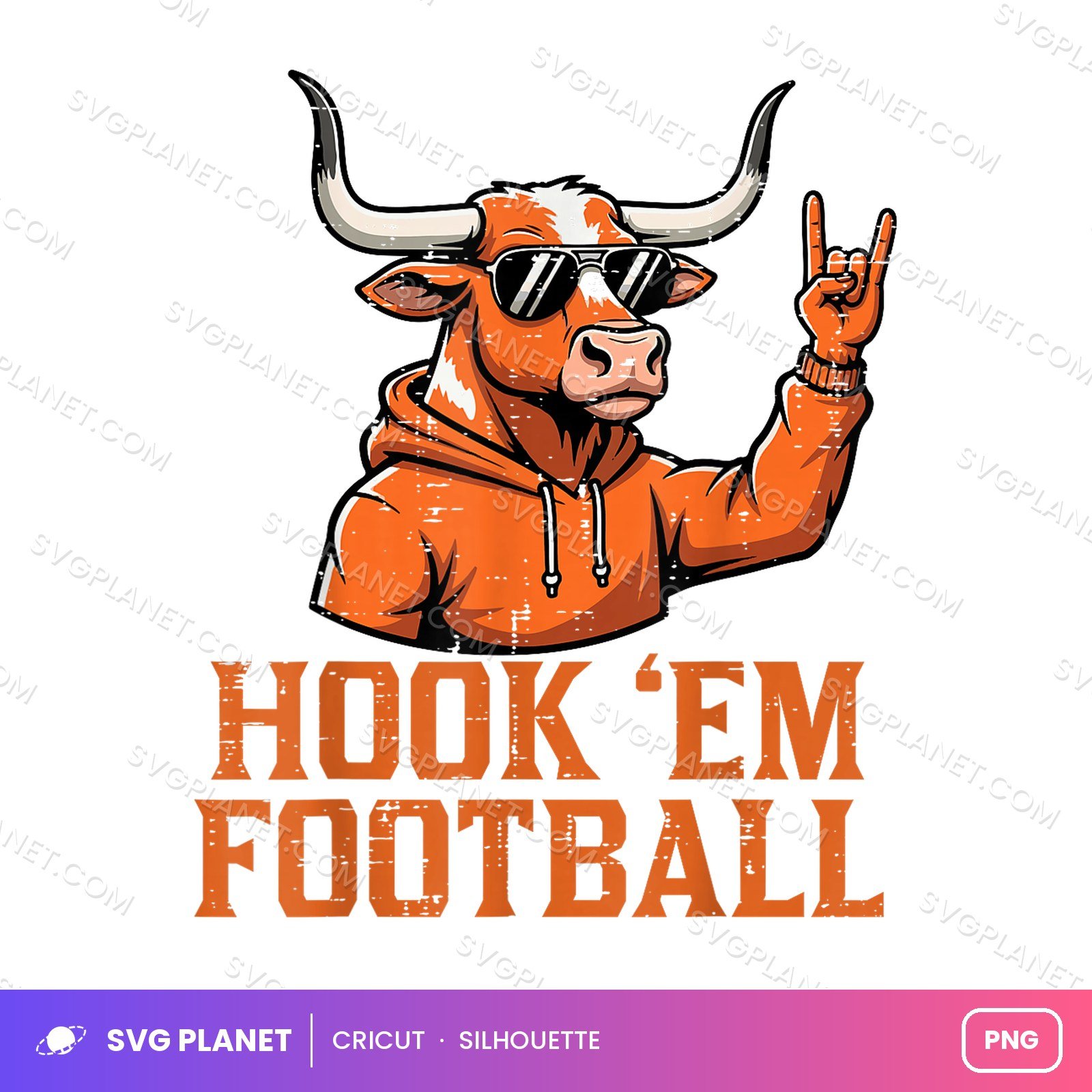 Hook Em Football, Texas Longhorns Football Artwork, Football Sublimation NFL PNG
