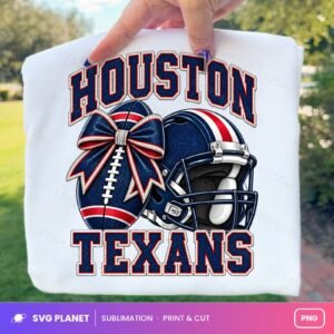 Houston Texans Football Helmet Bow, Game Day Sublimation Design NFL PNG