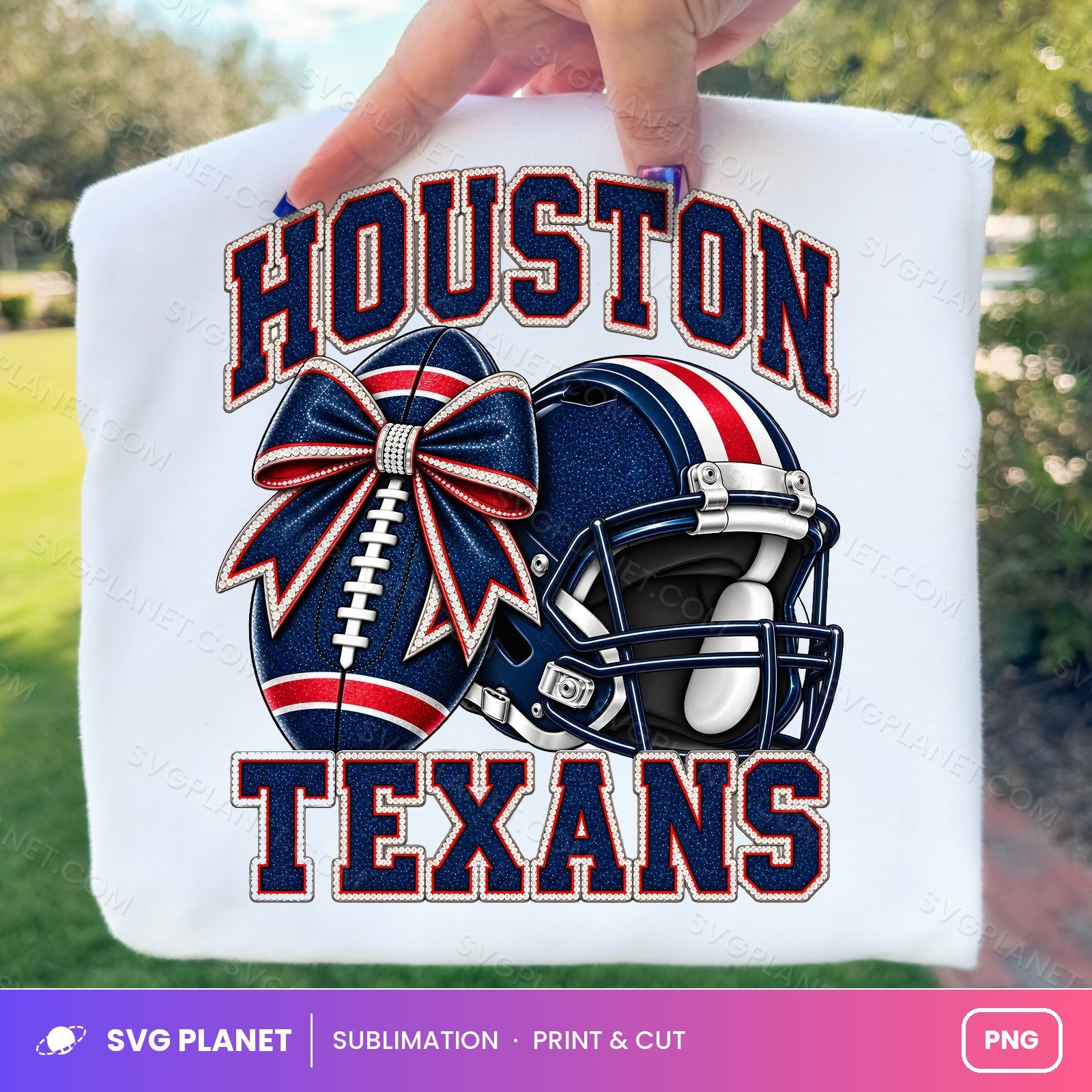 Houston Texans Football Helmet Bow, Game Day Sublimation Design NFL PNG