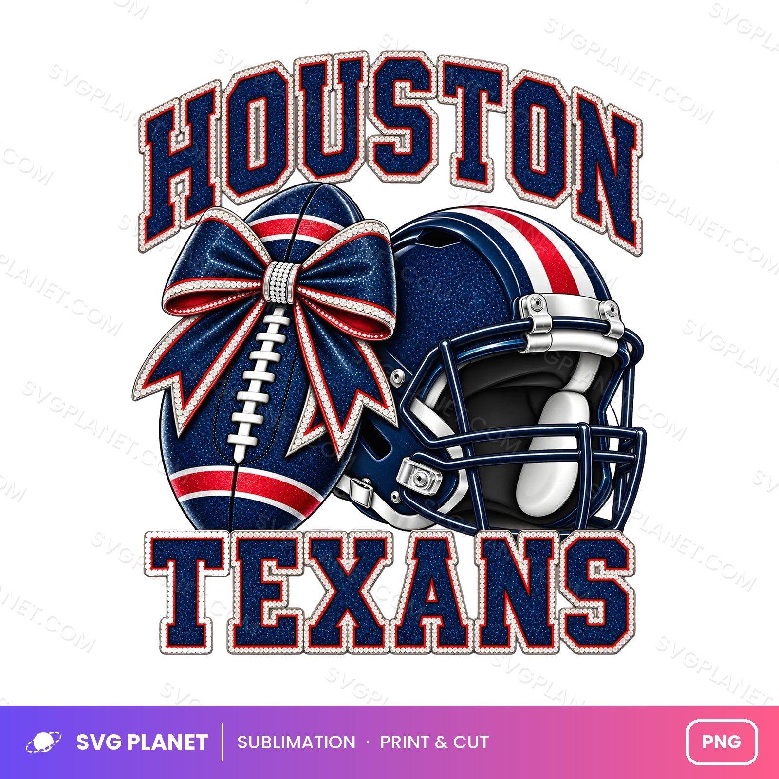 Houston Texans Football Helmet Bow, Game Day Sublimation Design NFL PNG - Image 2
