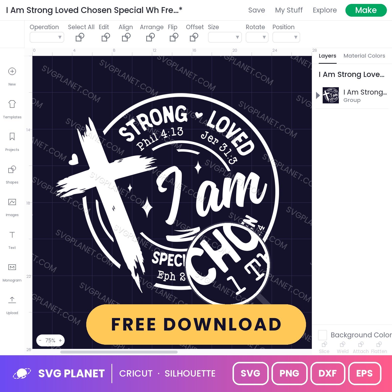 I Am Strong Loved Chosen Special Wh Free SVG PNG DXF - Image 2