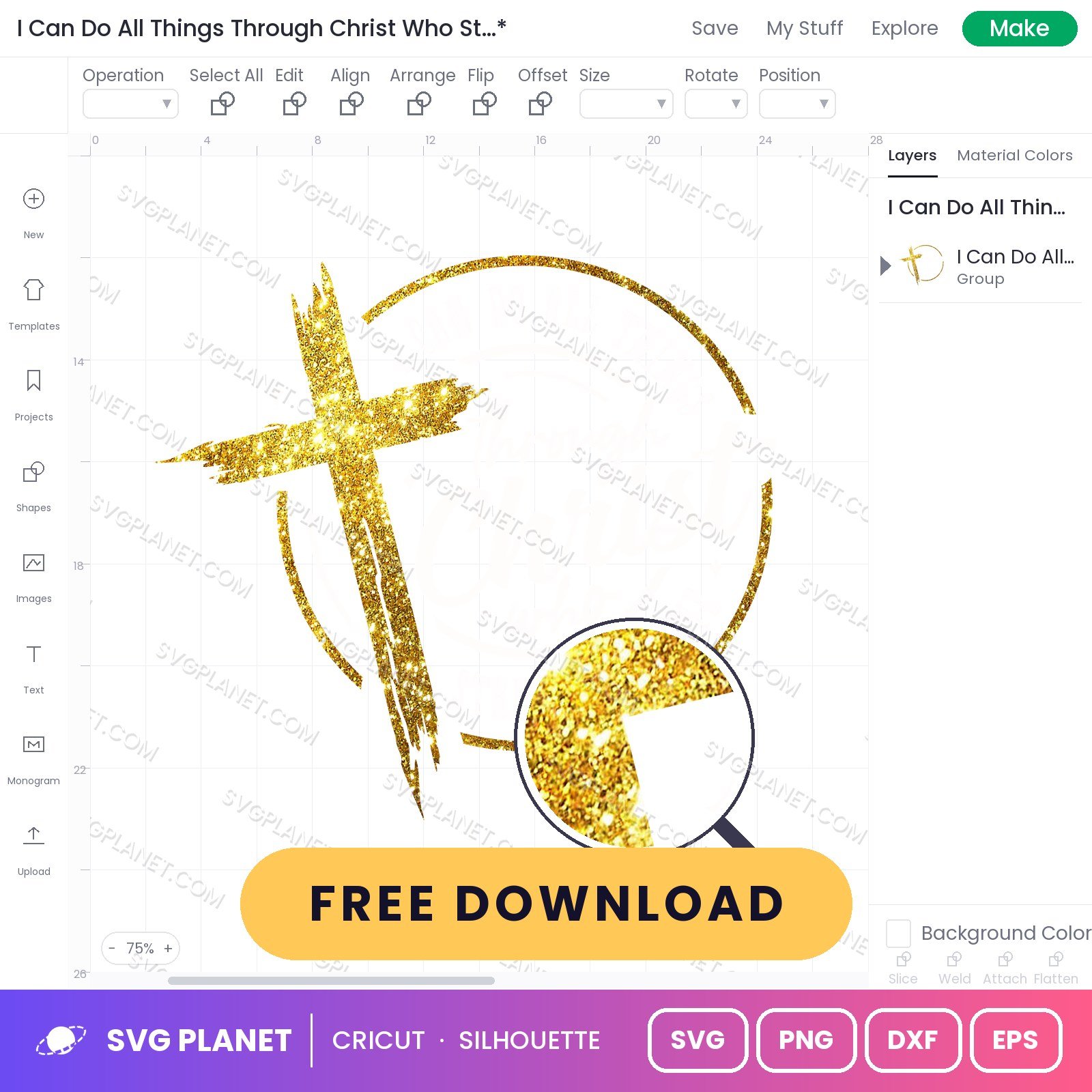 I Can Do All Things Through Christ Who Strengthens Me Gold 1 Free SVG PNG DXF - Image 2