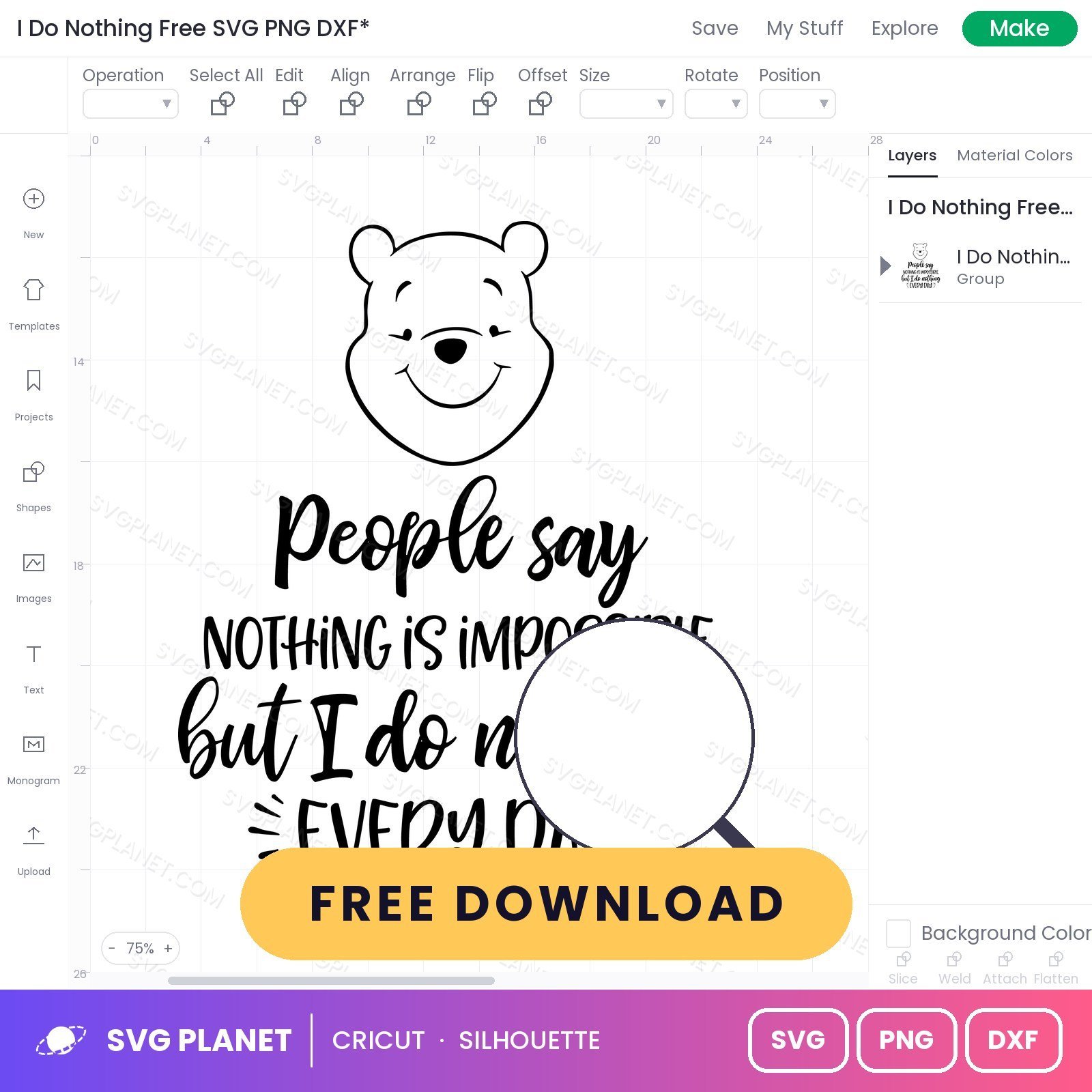 I Do Nothing Free SVG PNG DXF - Image 3
