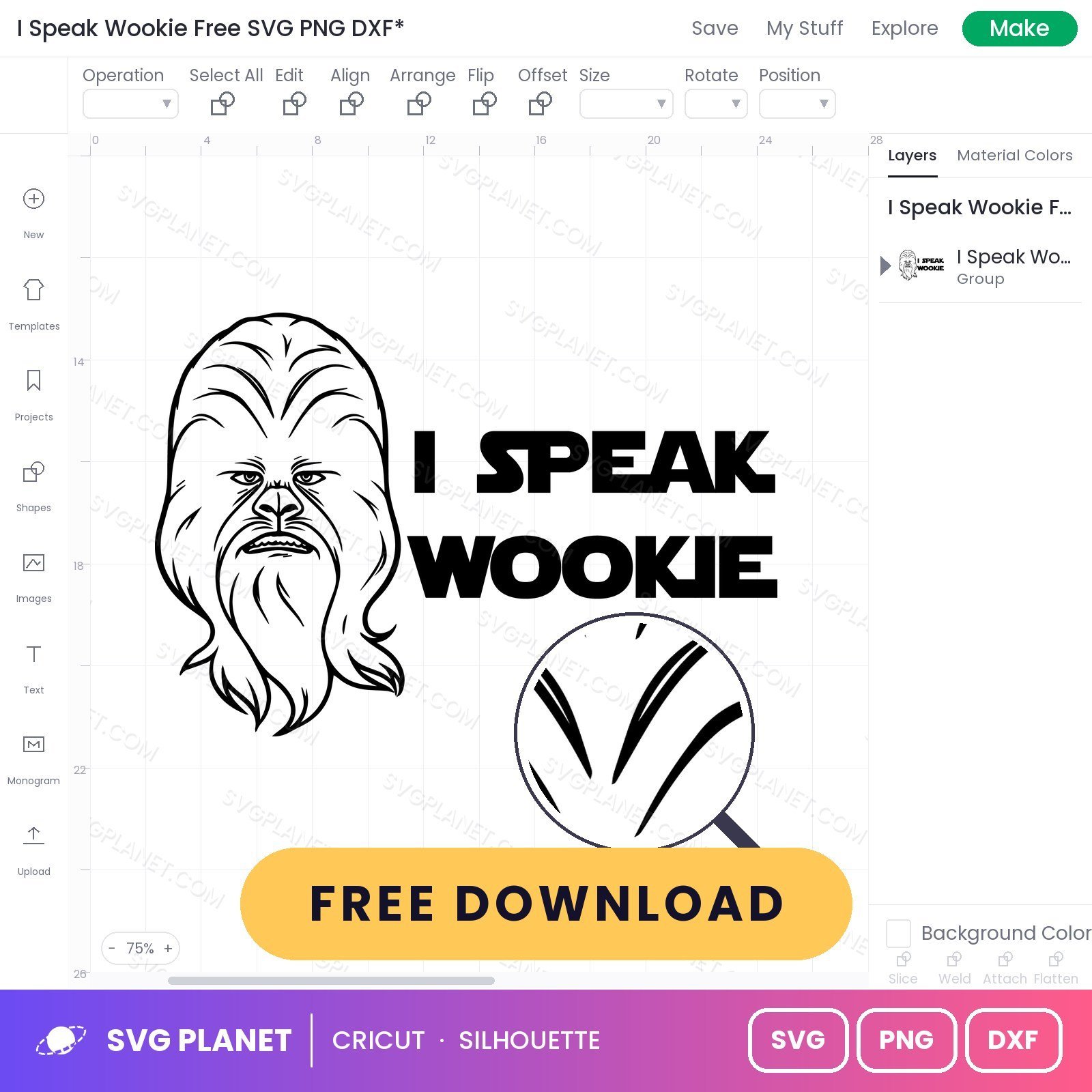 I Speak Wookie Free SVG PNG DXF - Image 3