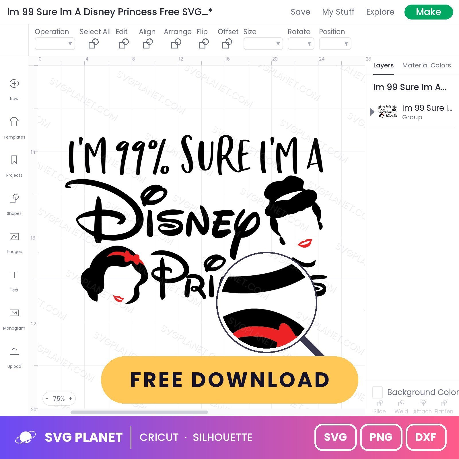 Im 99 Sure Im A Disney Princess Free SVG PNG DXF - Image 3