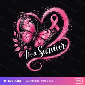 I'm A Survivor Breast Cancer Awareness Ribbon Heart PNG