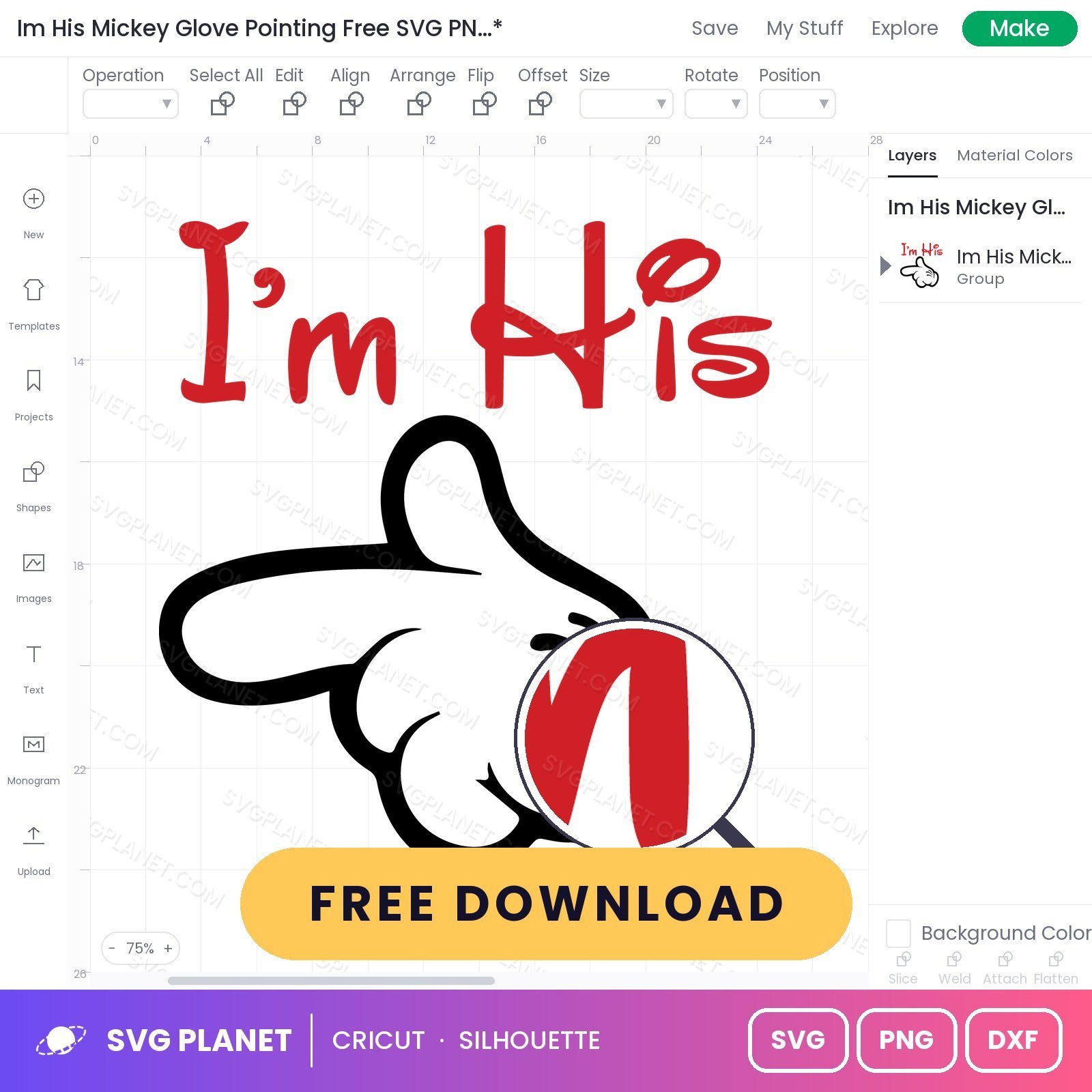 Im His Mickey Glove Pointing Free SVG PNG DXF - Image 3