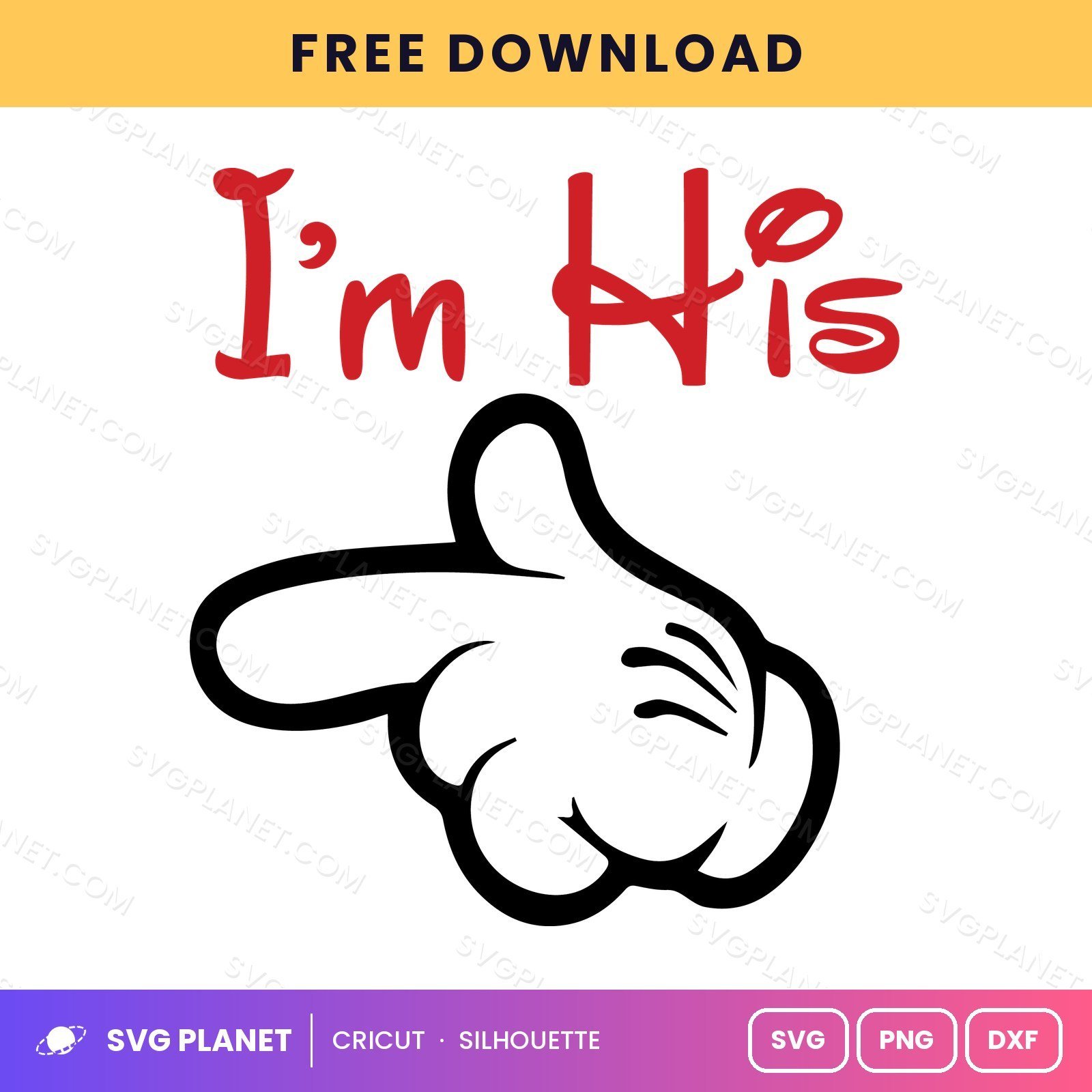 Im His Mickey Glove Pointing Free SVG PNG DXF - Image 2