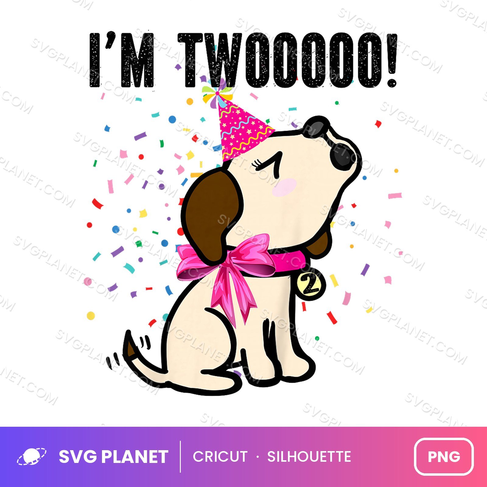 Im Twooooo Puppy Birthday PNG