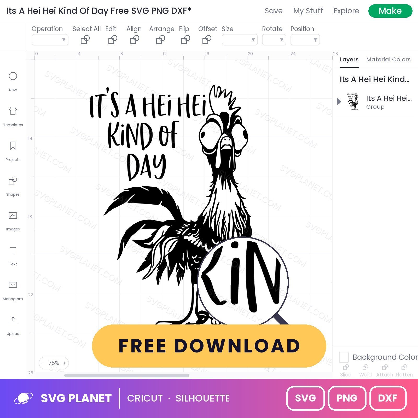 Its A Hei Hei Kind Of Day Free SVG PNG DXF - Image 3